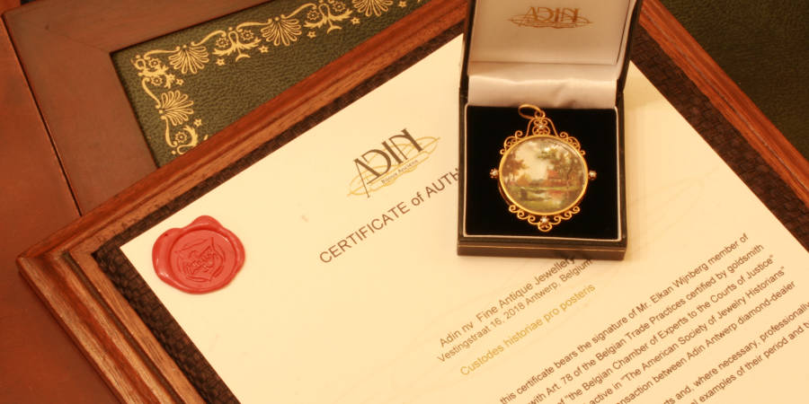 Gold pendant with painted miniature on either side (image 5 of 6)